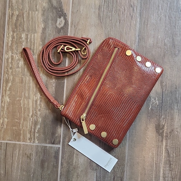 Rare Hammitt Nash Redwood Lizard Leather Clutch Wristlet Brushed Gold Hardware - Picture 7 of 15